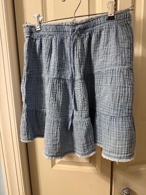 aerie Blue Cotton Gauzy Drawstring Skirt NWT size XS
